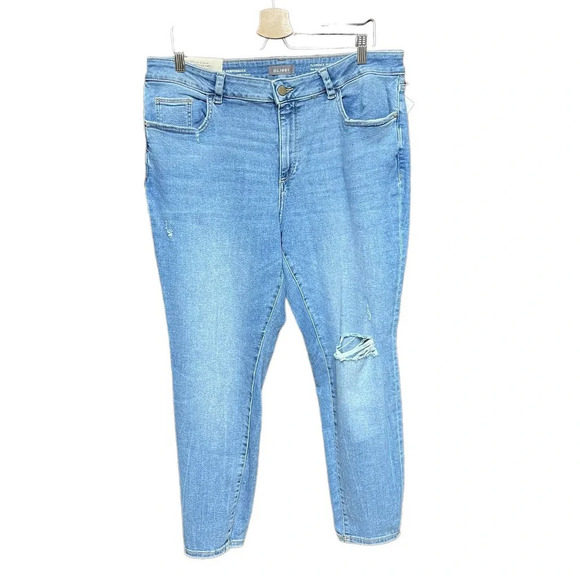 DL1961 Florence Instasculpt Ripped Ankle Skinny Jeans In Marine Busted Size 18W - Picture 1 of 12